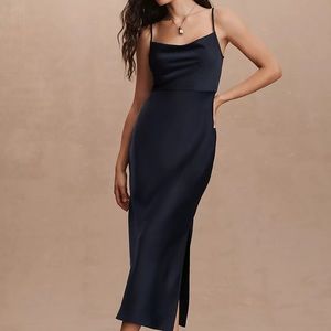 BHLDN Cali Satin Cowl-Neck Midi Slip Dress